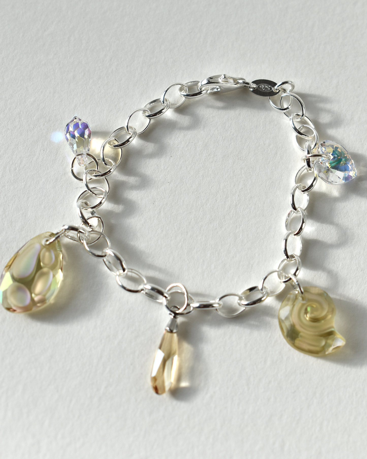 Champagne Tones Crystal Charm Bracelet