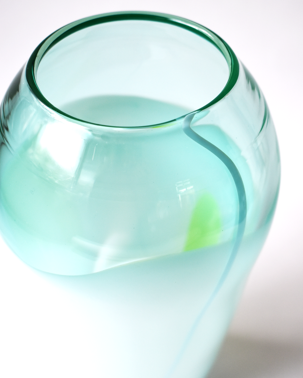 Turquoise, White & Yellow Abstract Blown Glass Vase