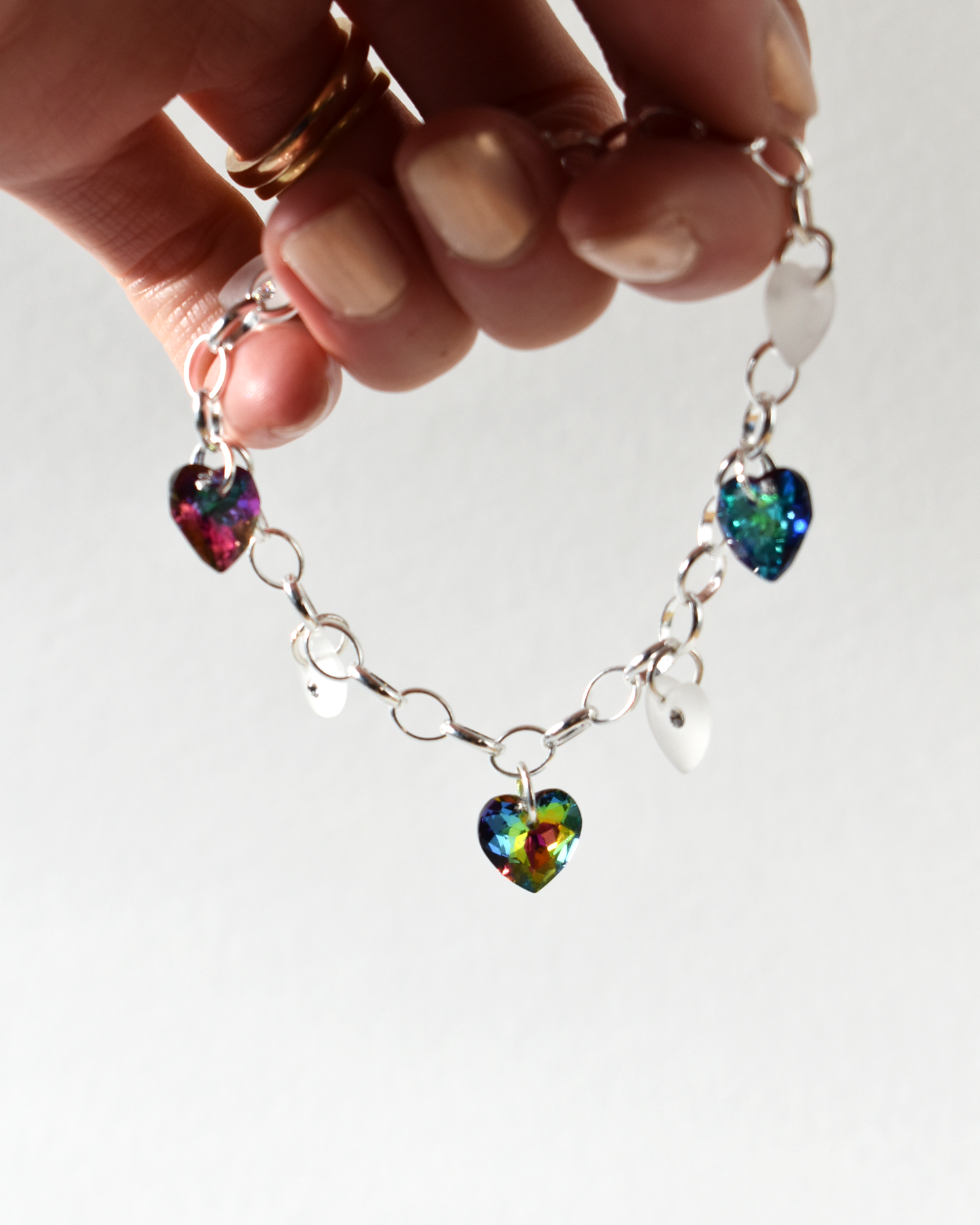 Crystal Hearts Charm Bracelet