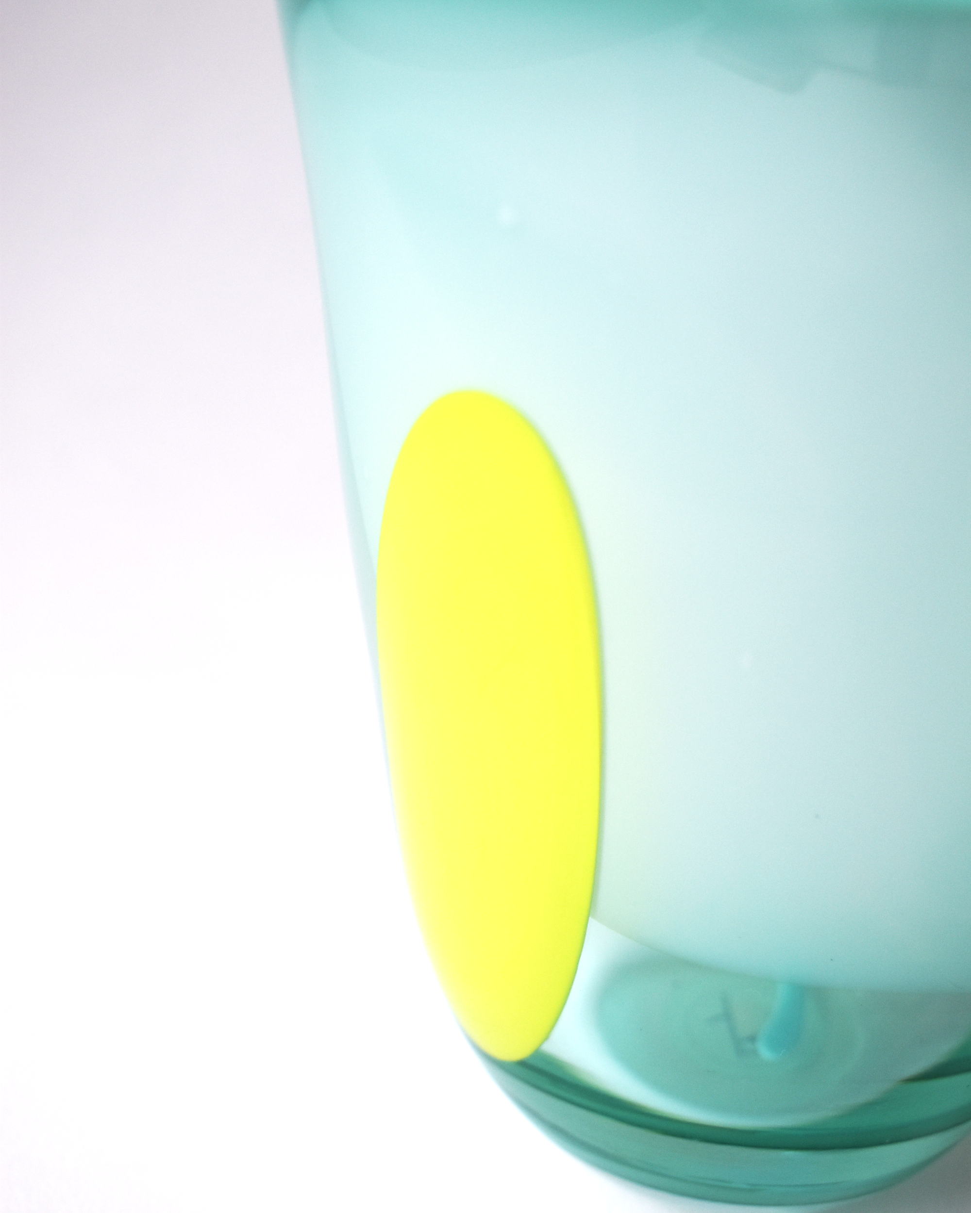 Turquoise, White & Yellow Abstract Blown Glass Vase
