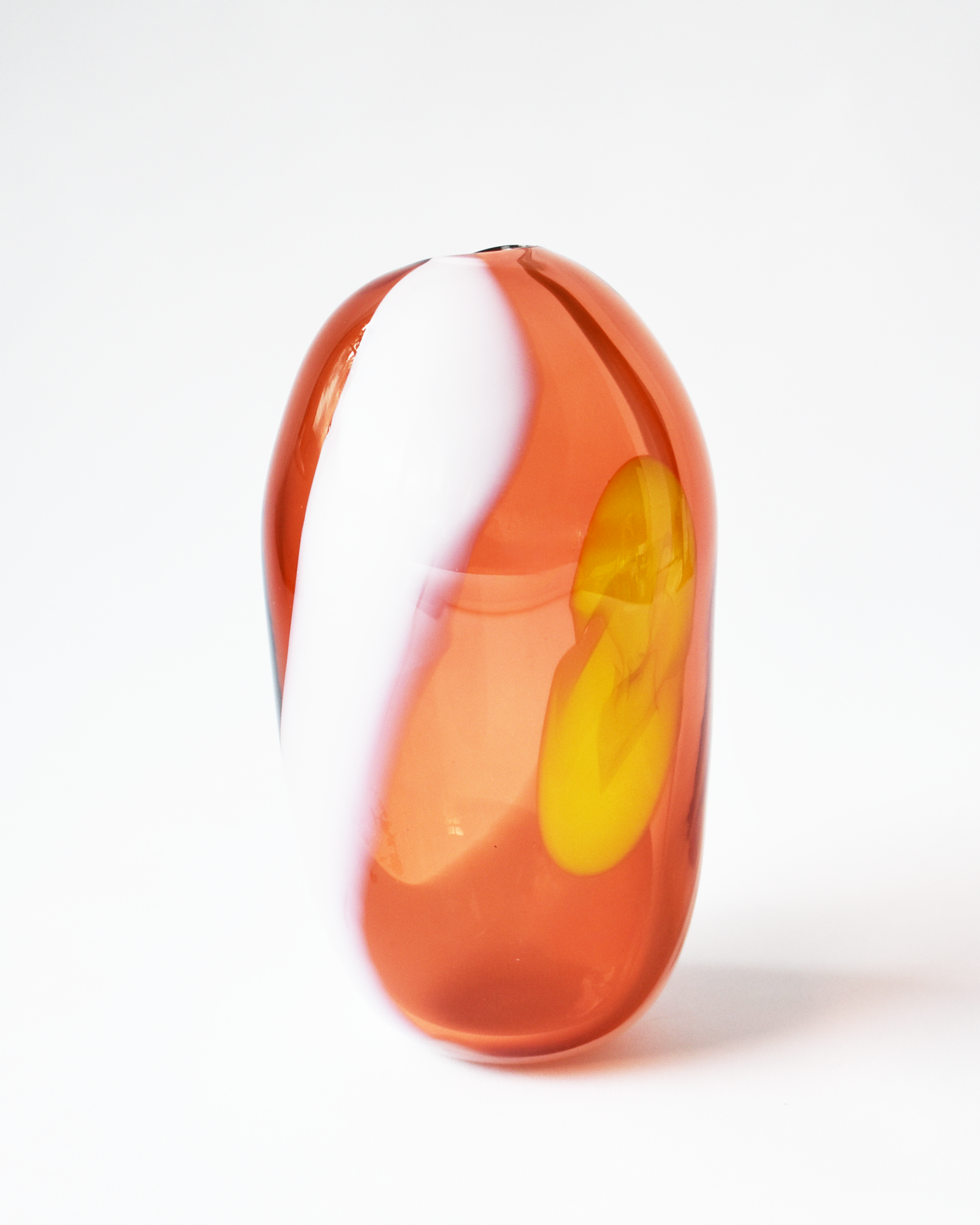 Orange, Yellow & White 'Half Pint' Blown Glass Vase