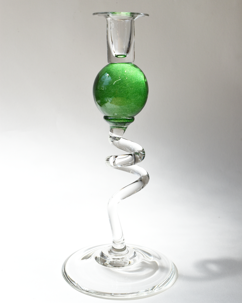 Lime Green 'Colourball' Blown Glass Candlestick