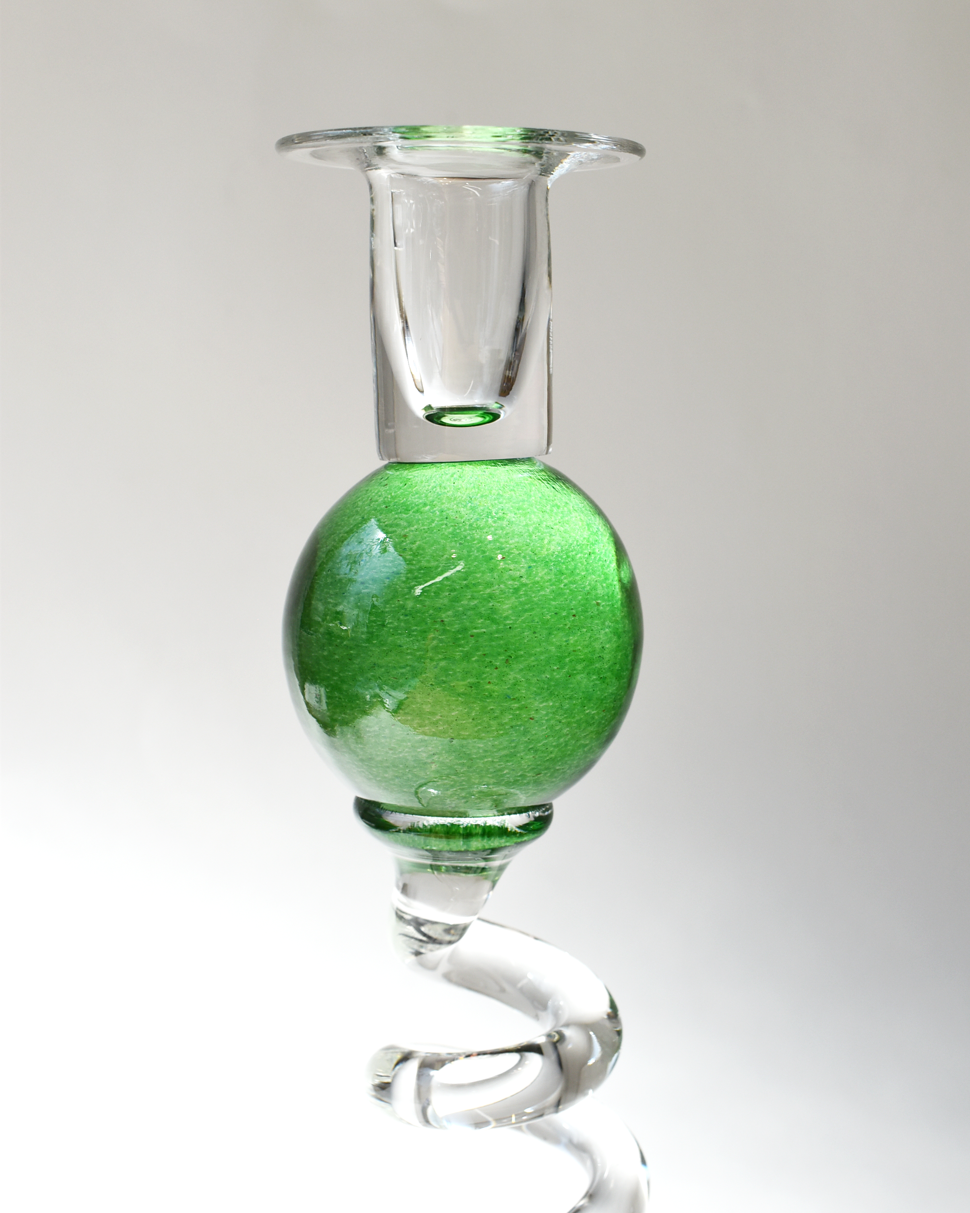 Lime Green 'Colourball' Blown Glass Candlestick