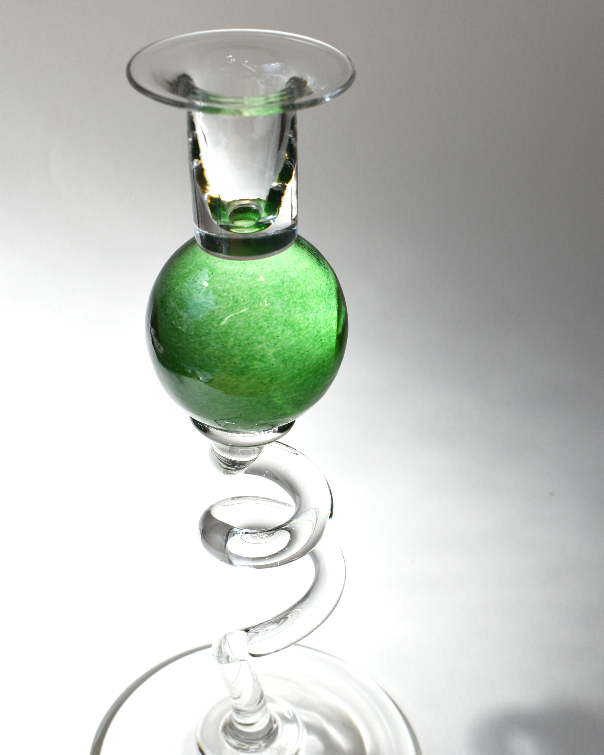 Lime Green 'Colourball' Blown Glass Candlestick
