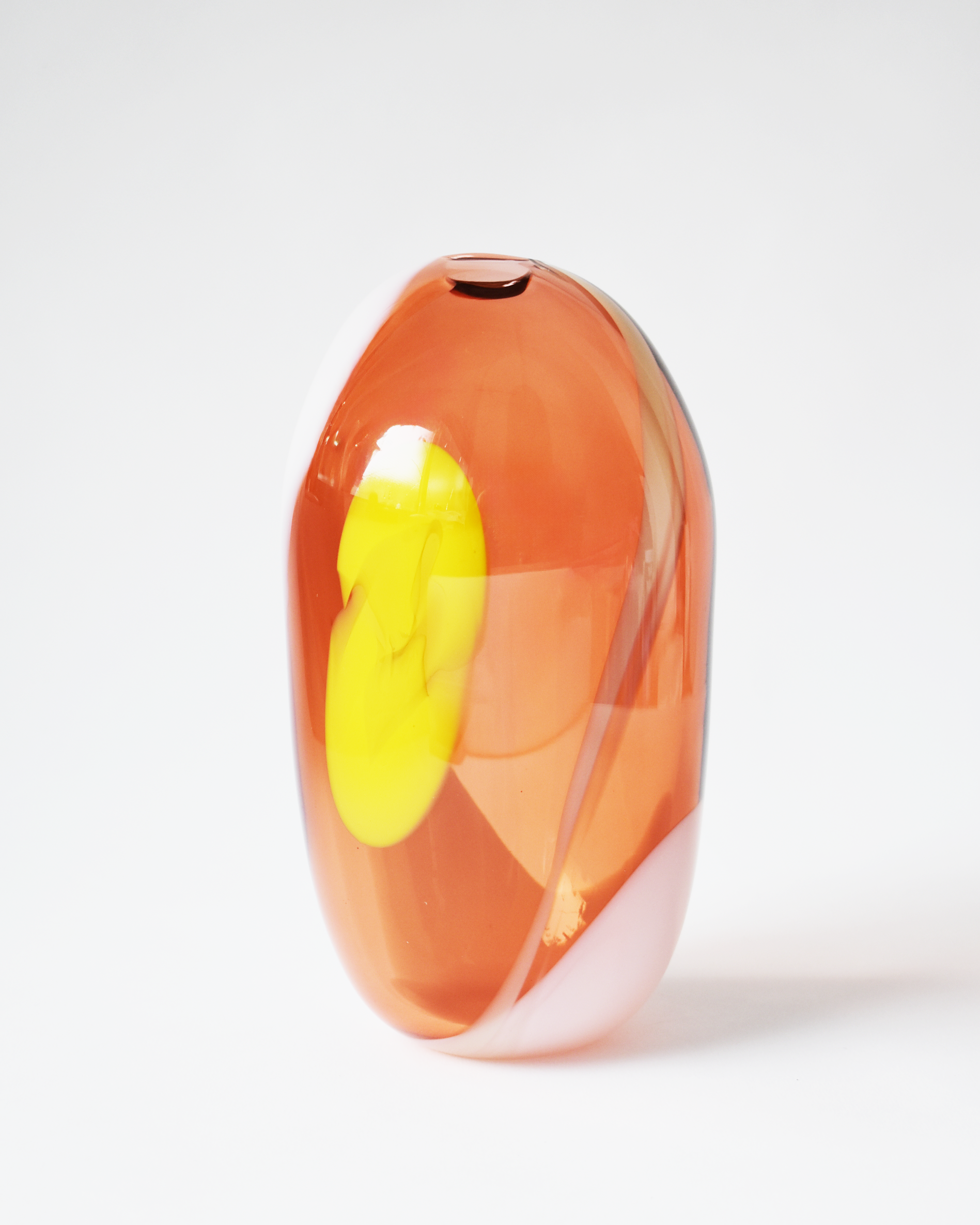 Orange, Yellow & White 'Half Pint' Blown Glass Vase