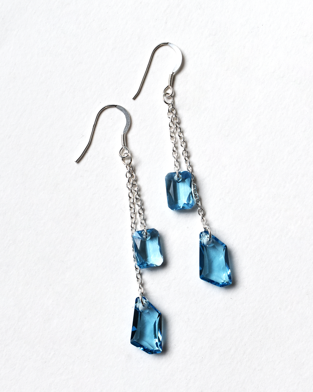 Pale Blue Cascade Crystal Earrings