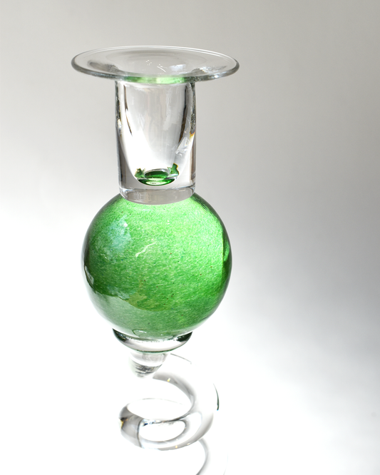 Lime Green 'Colourball' Blown Glass Candlestick