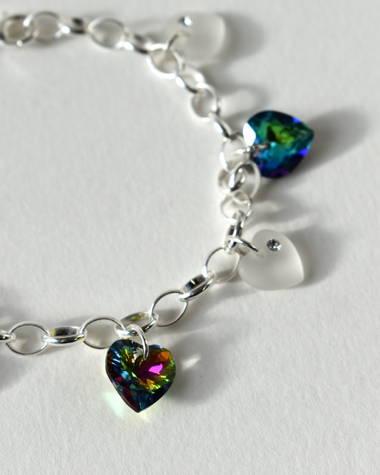 Crystal Hearts Charm Bracelet