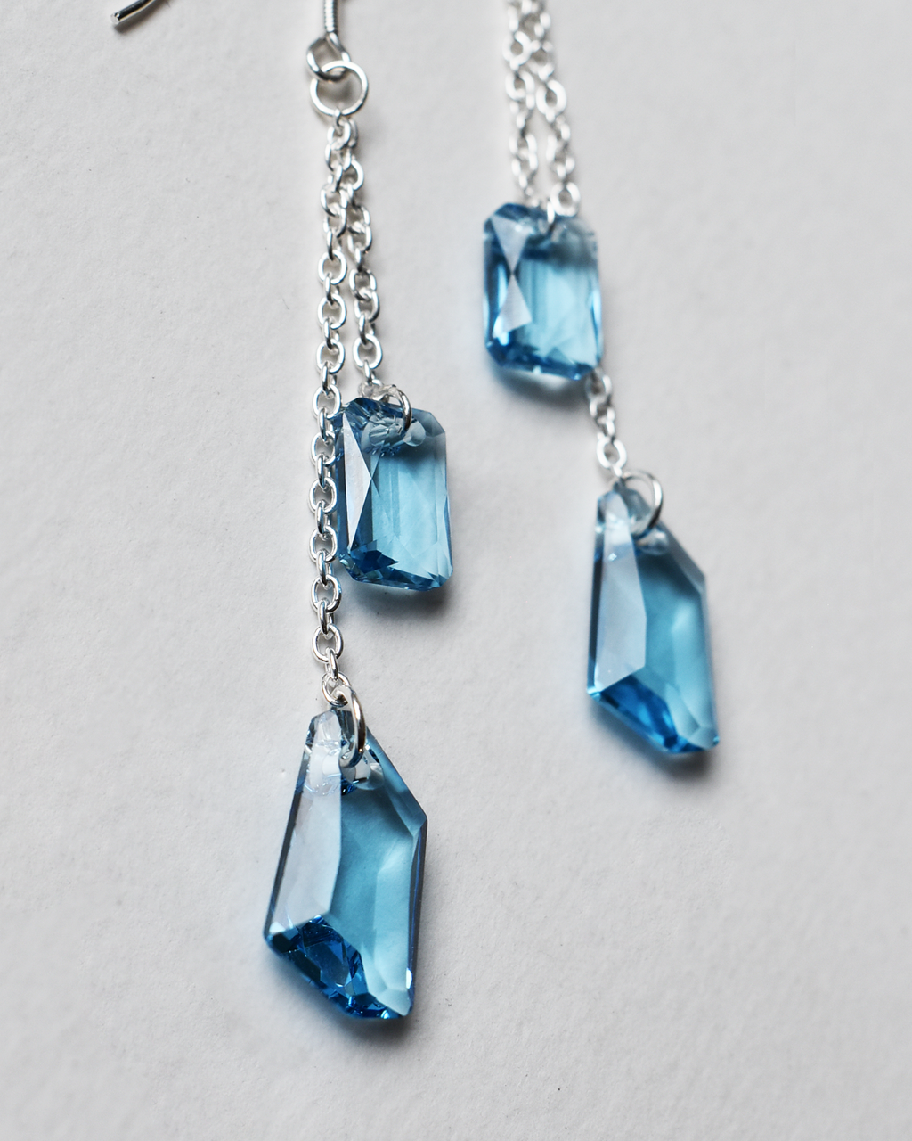 Pale Blue Cascade Crystal Earrings