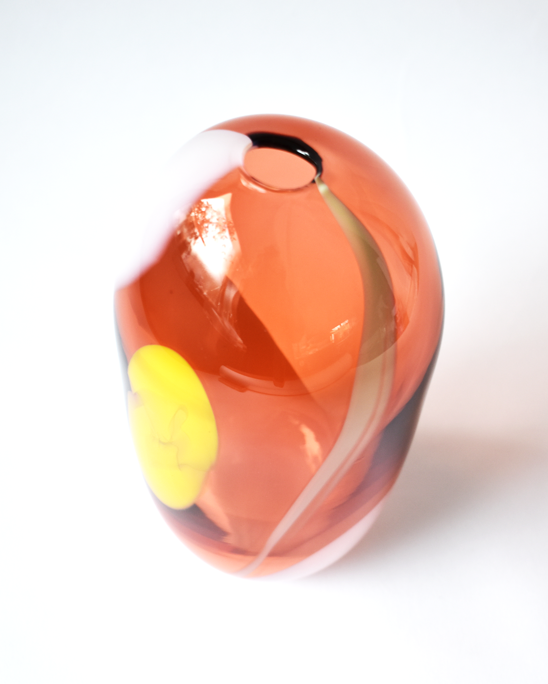 Orange, Yellow & White 'Half Pint' Blown Glass Vase