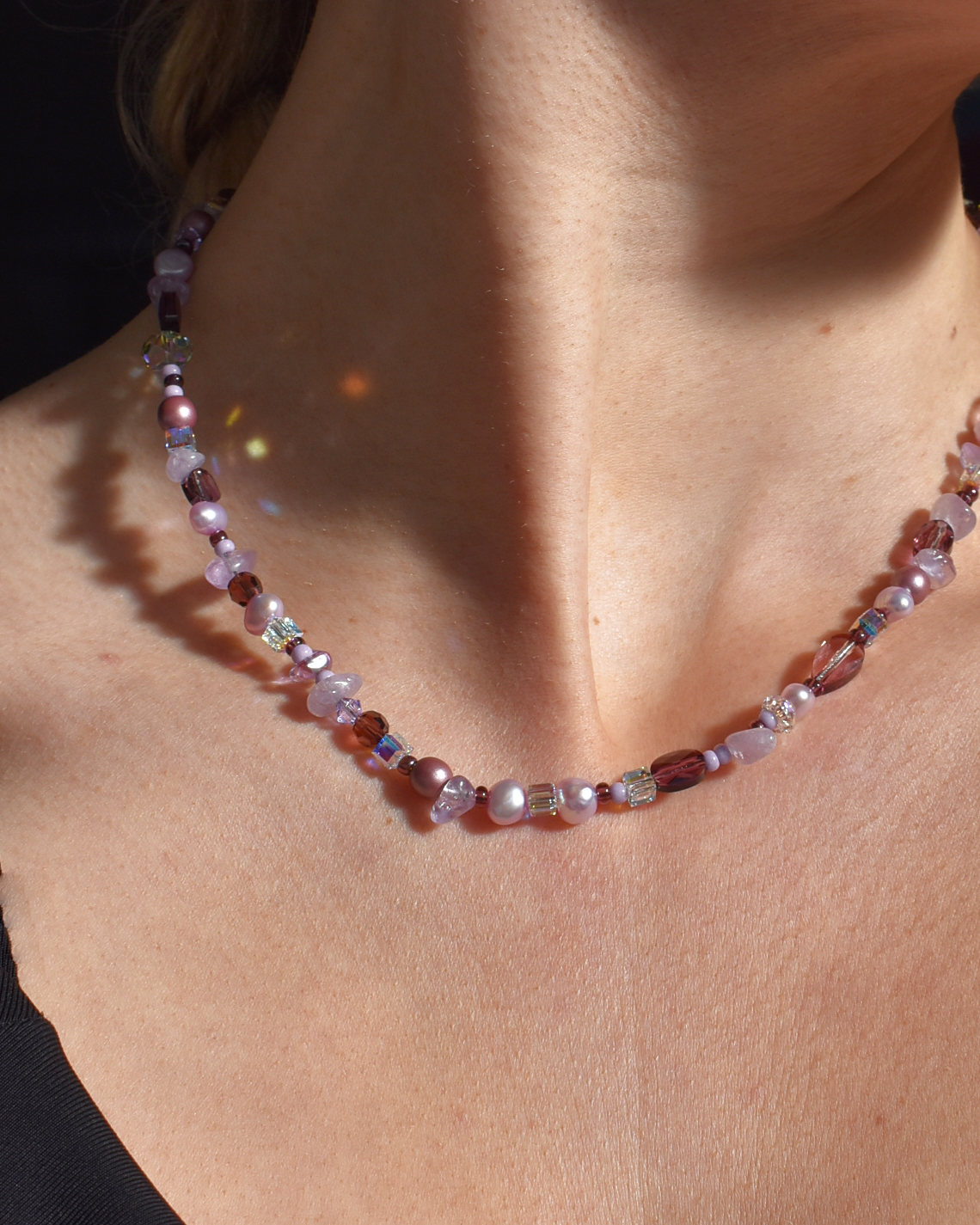 Lilac Pearl Bead Necklace