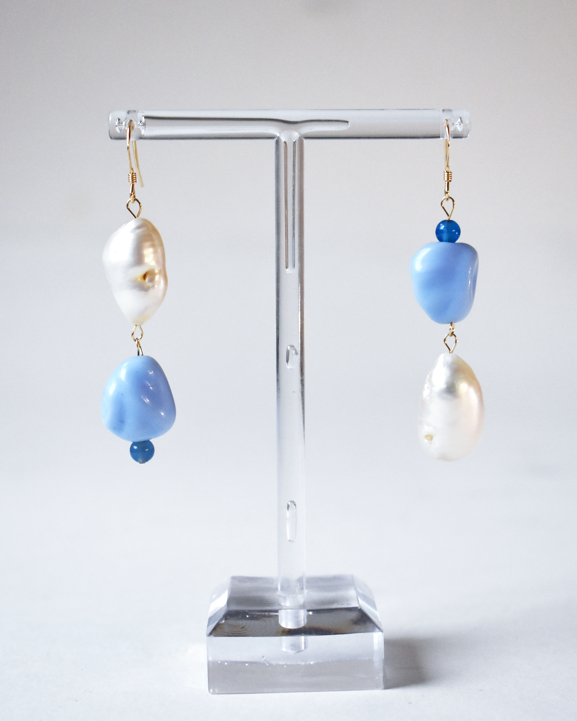 Freshwater Pearl Pale Blue Pebble Earrings