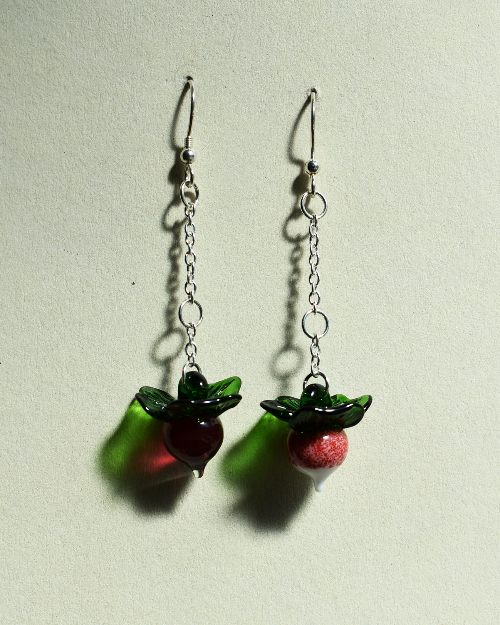 'Garden Radishes' Glass Drop Earrings