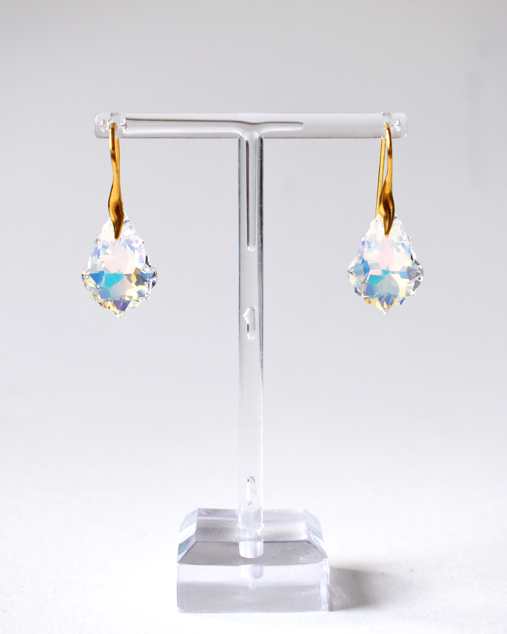 Iridescent Baroque Crystal Gold Earrings