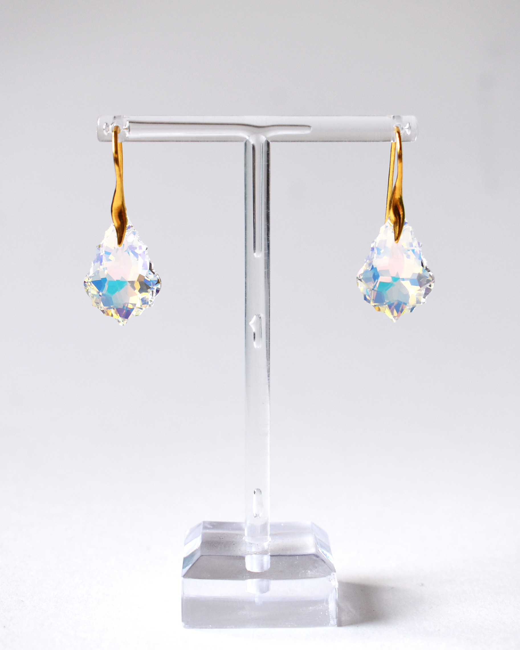 Iridescent Baroque Crystal Gold Earrings