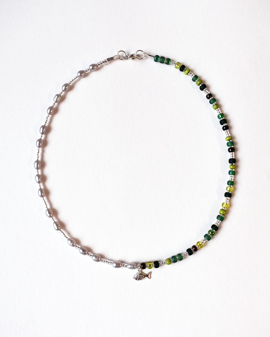 Green 'Half & Half' Fish Charm Necklace
