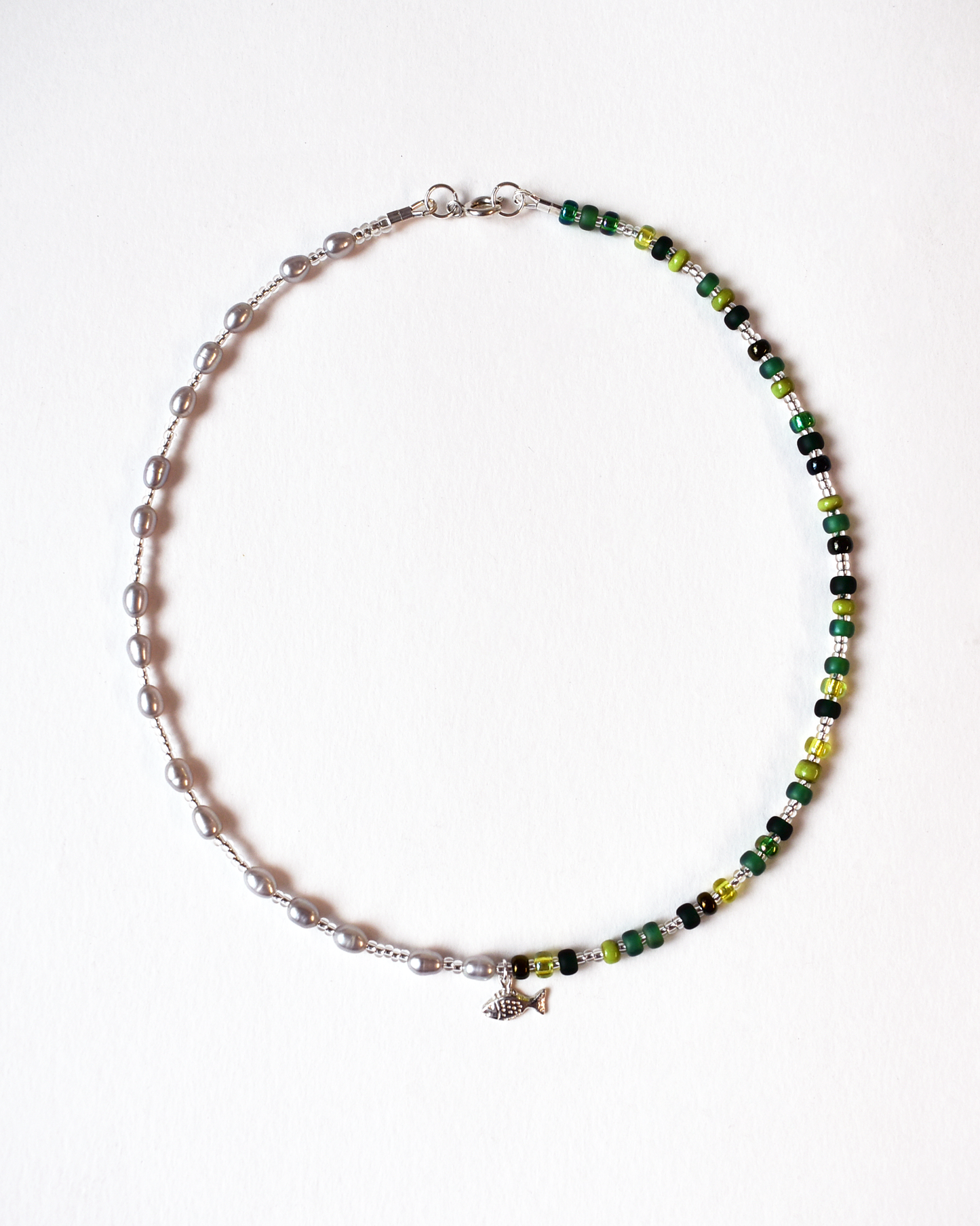 Green 'Half & Half' Fish Charm Necklace