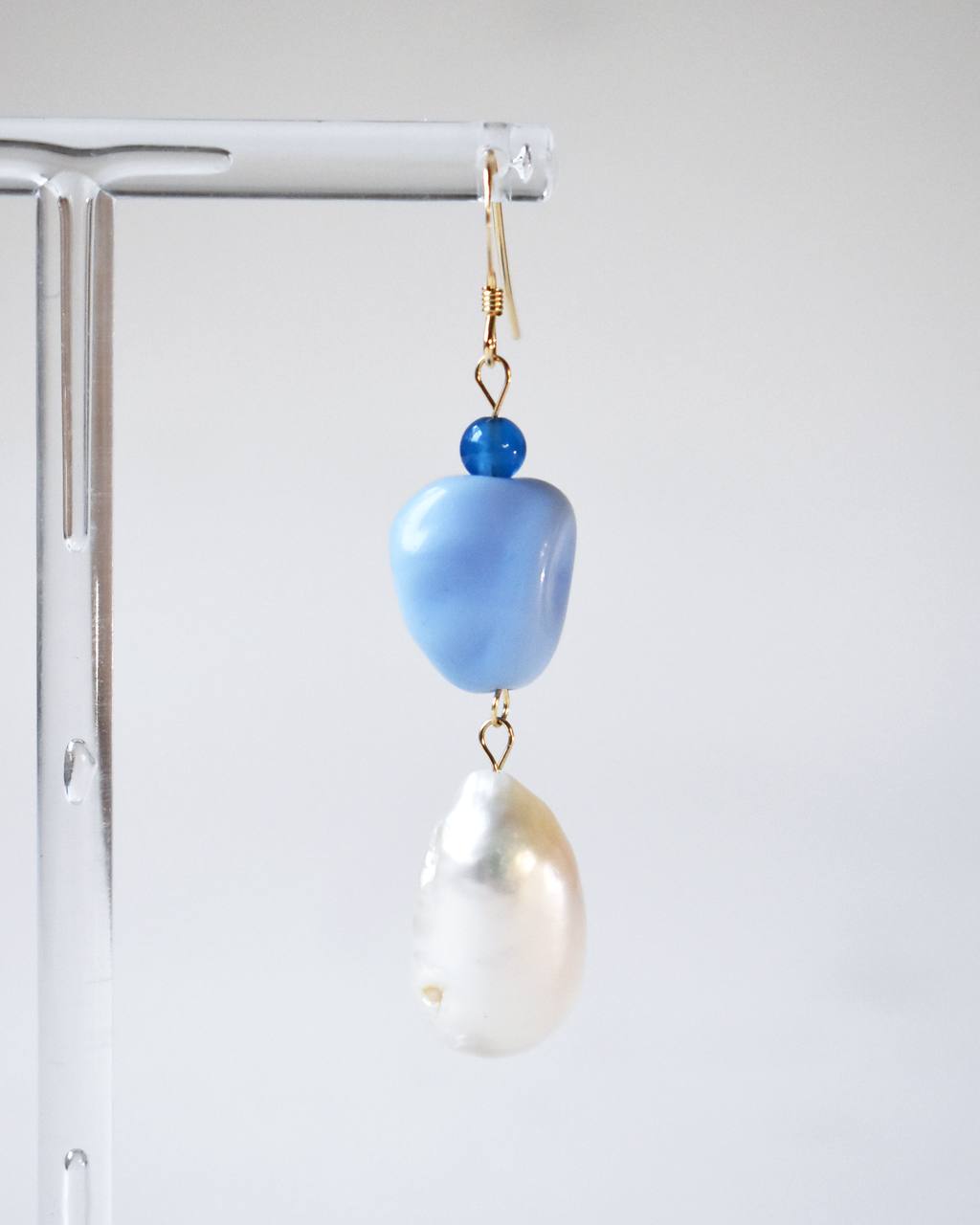 Freshwater Pearl Pale Blue Pebble Earrings