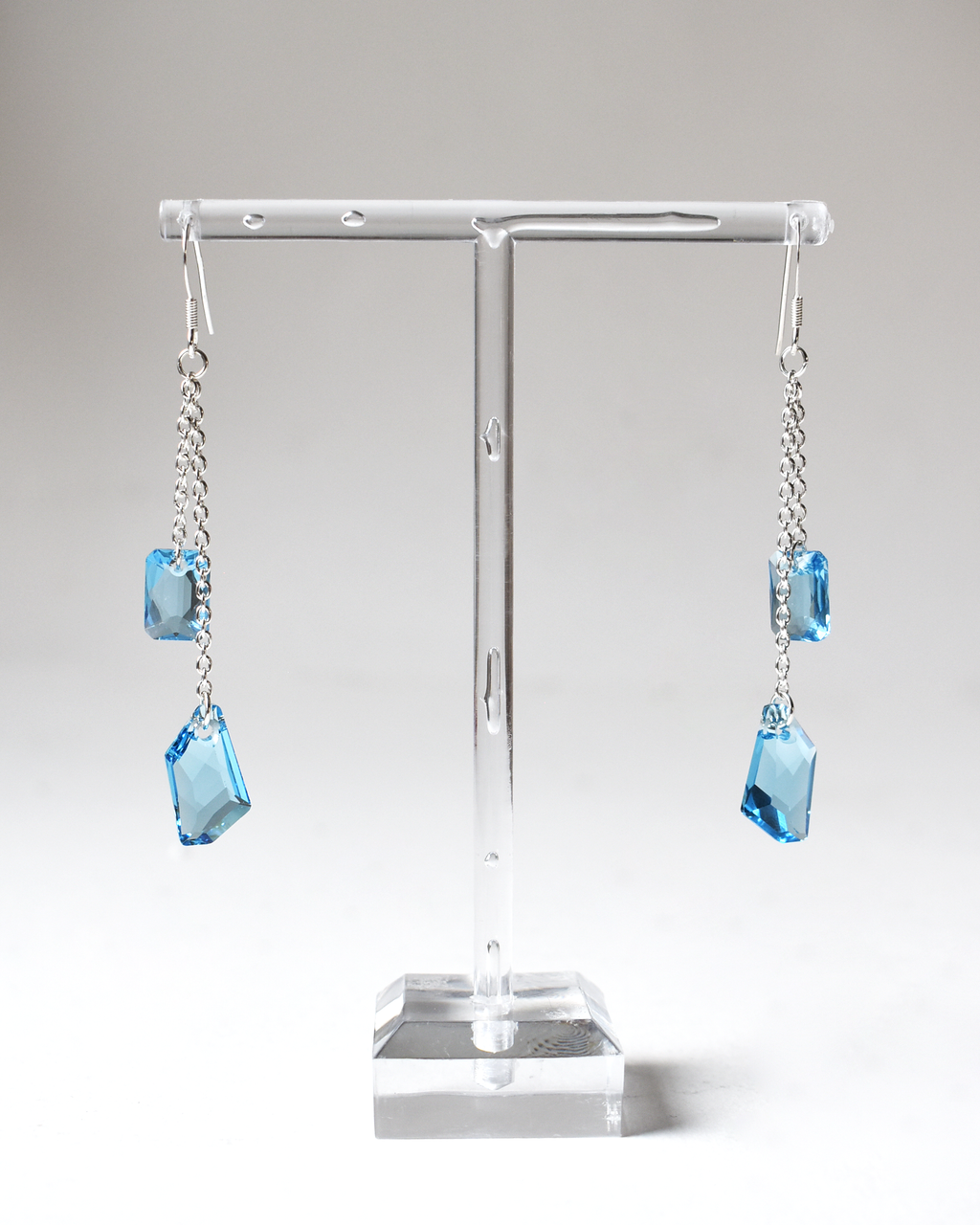 Pale Blue Cascade Crystal Earrings