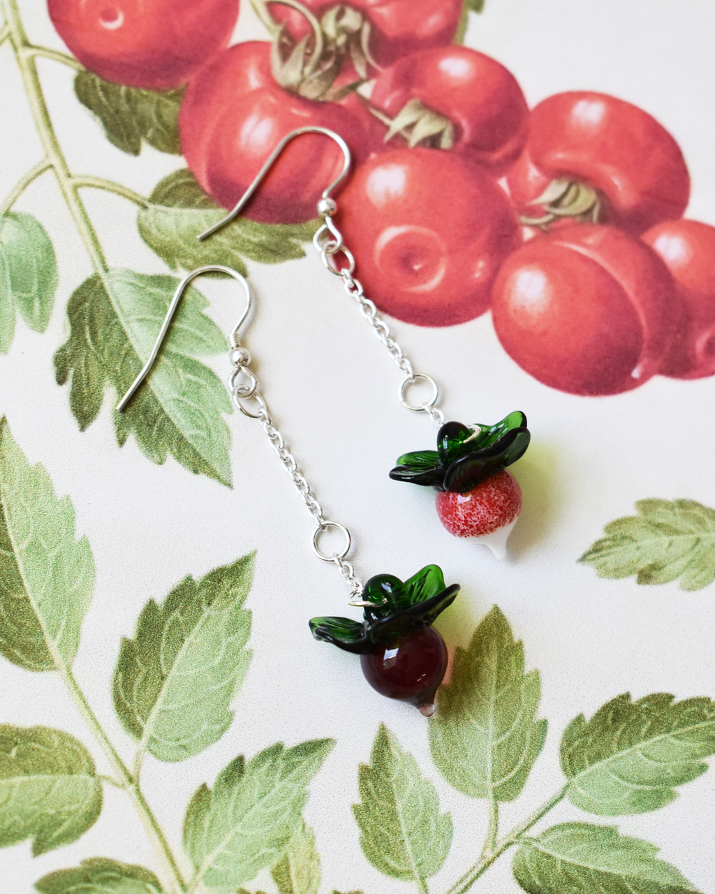 'Garden Radishes' Glass Drop Earrings