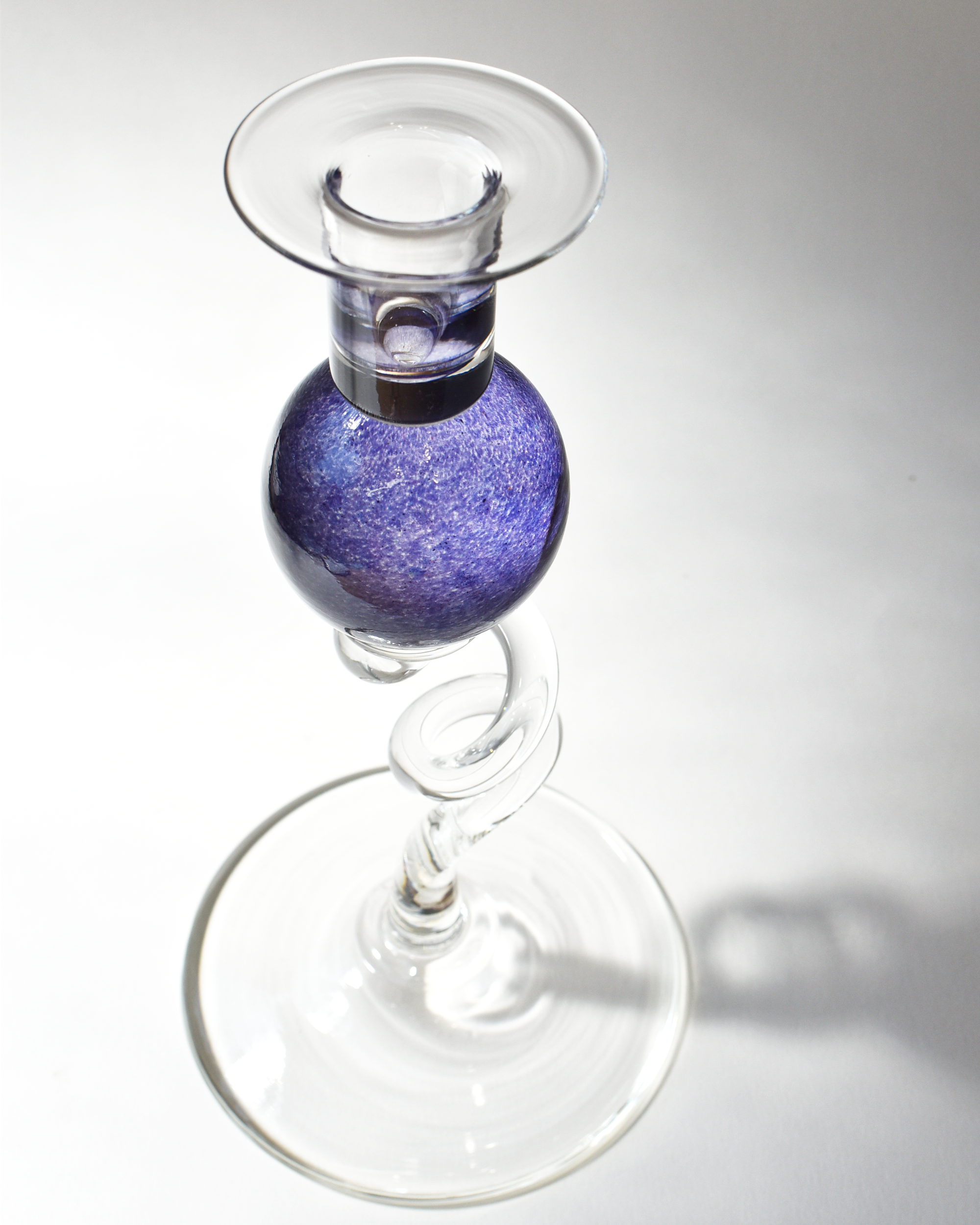 Purple 'Colourball' Blown Glass Candlestick