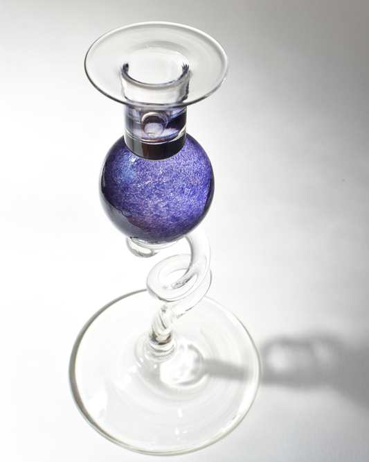 Purple 'Colourball' Blown Glass Candlestick