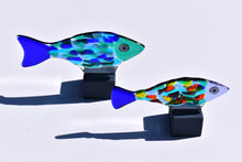 Load image into Gallery viewer, Medium Speckled Green/Blue Fused Glass Fish
