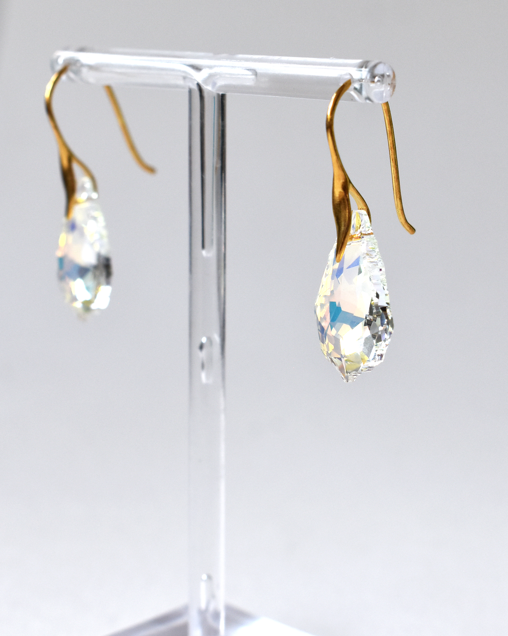 Iridescent Baroque Crystal Gold Earrings