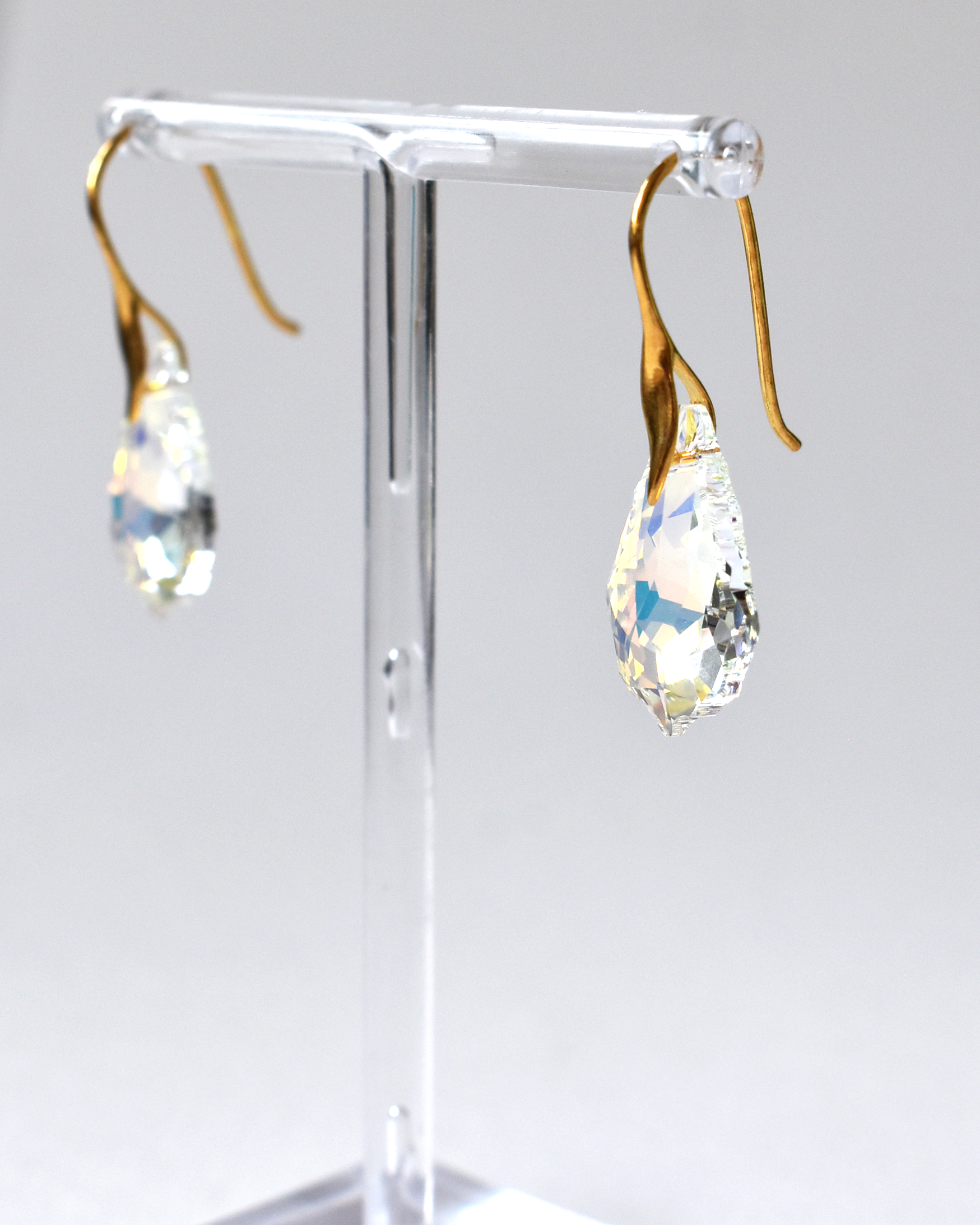 Iridescent Baroque Crystal Gold Earrings