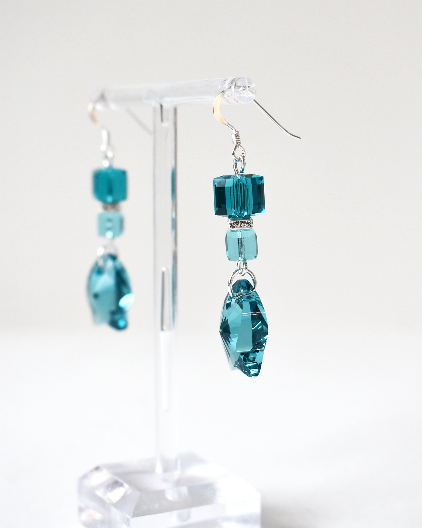 Blue Crystal Fish Drop Earrings