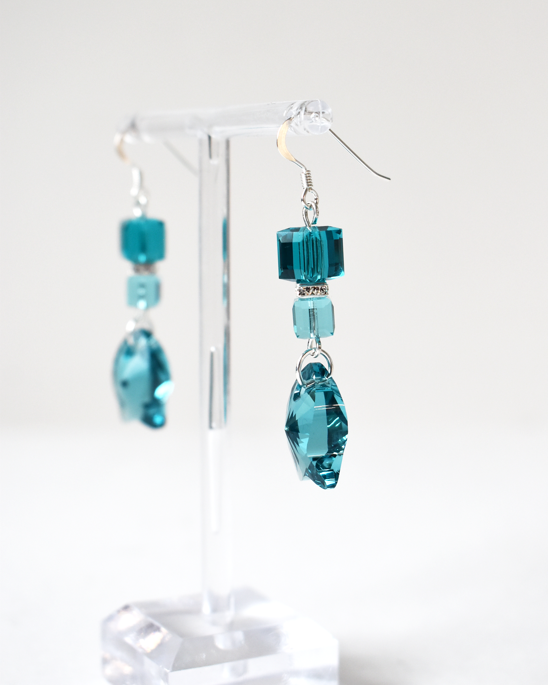 Blue Crystal Fish Drop Earrings