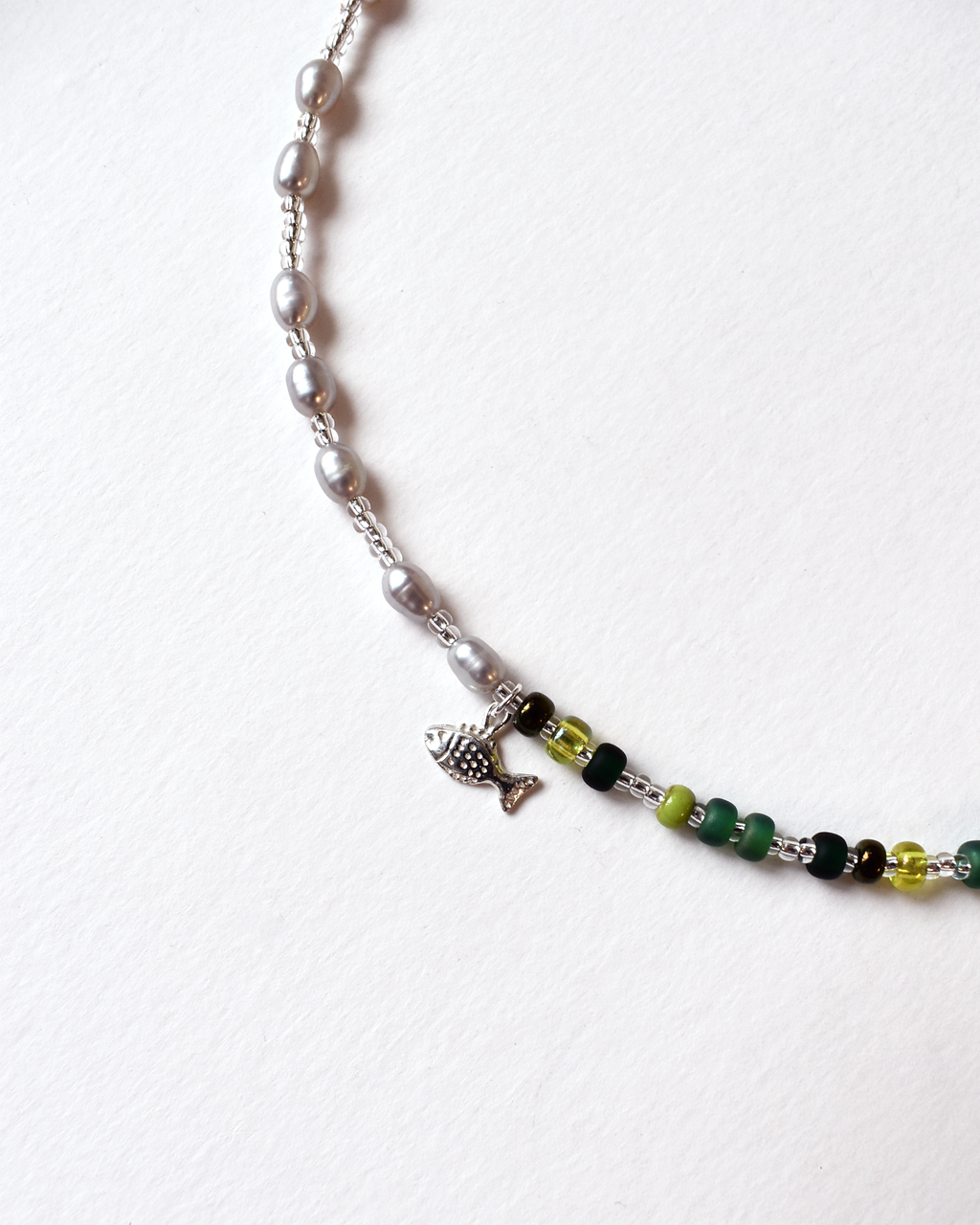 Green 'Half & Half' Fish Charm Necklace