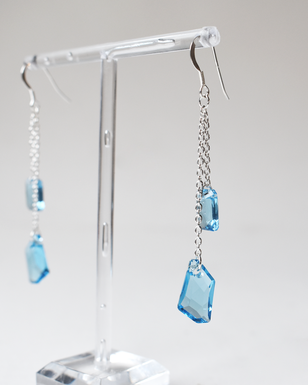 Pale Blue Cascade Crystal Earrings
