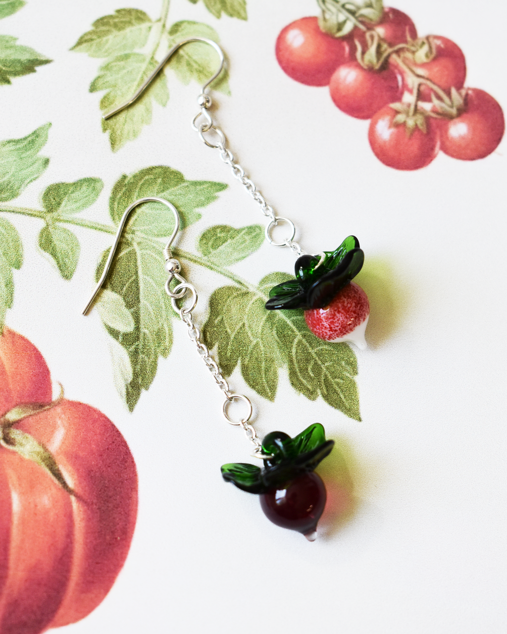 'Garden Radishes' Glass Drop Earrings