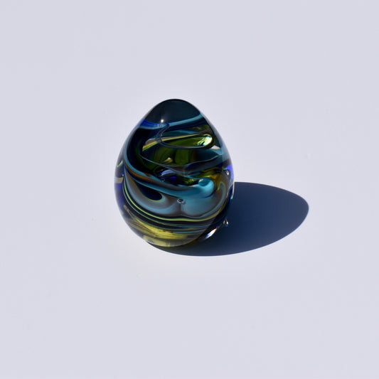 Small Green and Aqua Paperweight - Corley Studio Shop