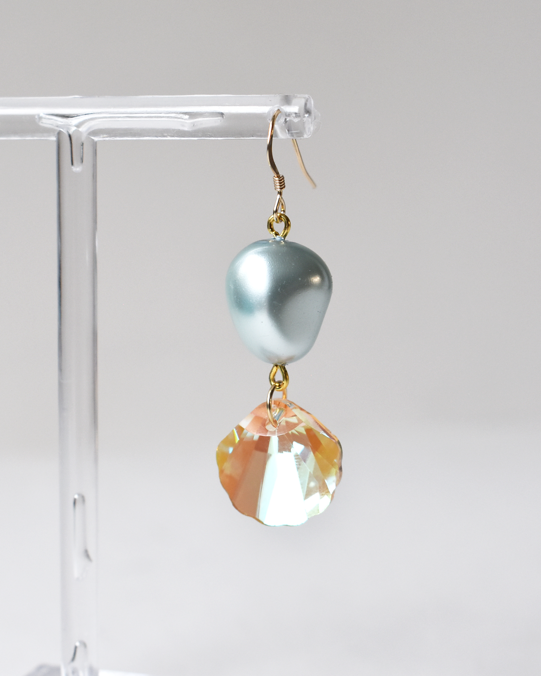 Soft Blue Shimmer Shell Drop Earrings