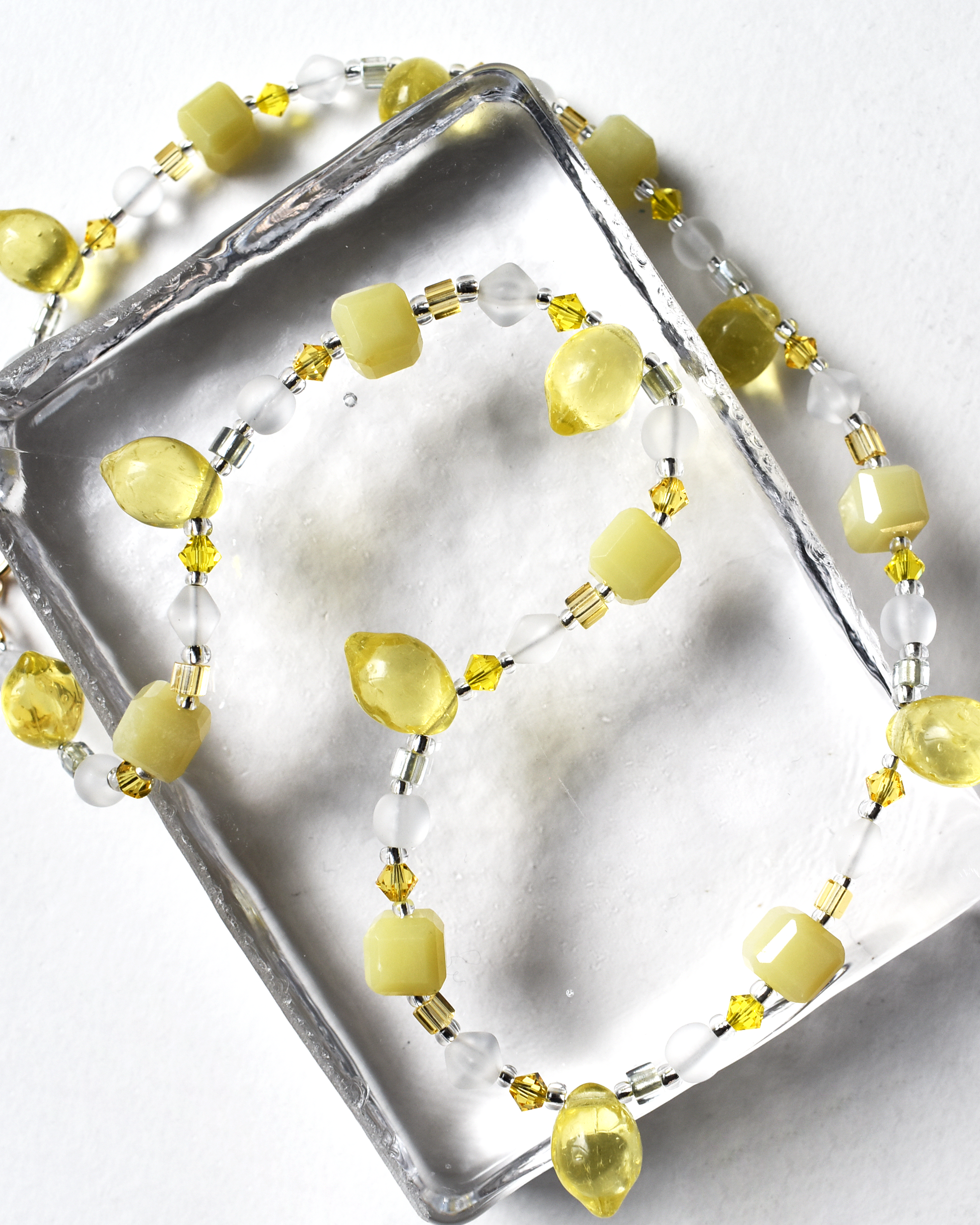 Soft Lemon Jade Beaded Necklace