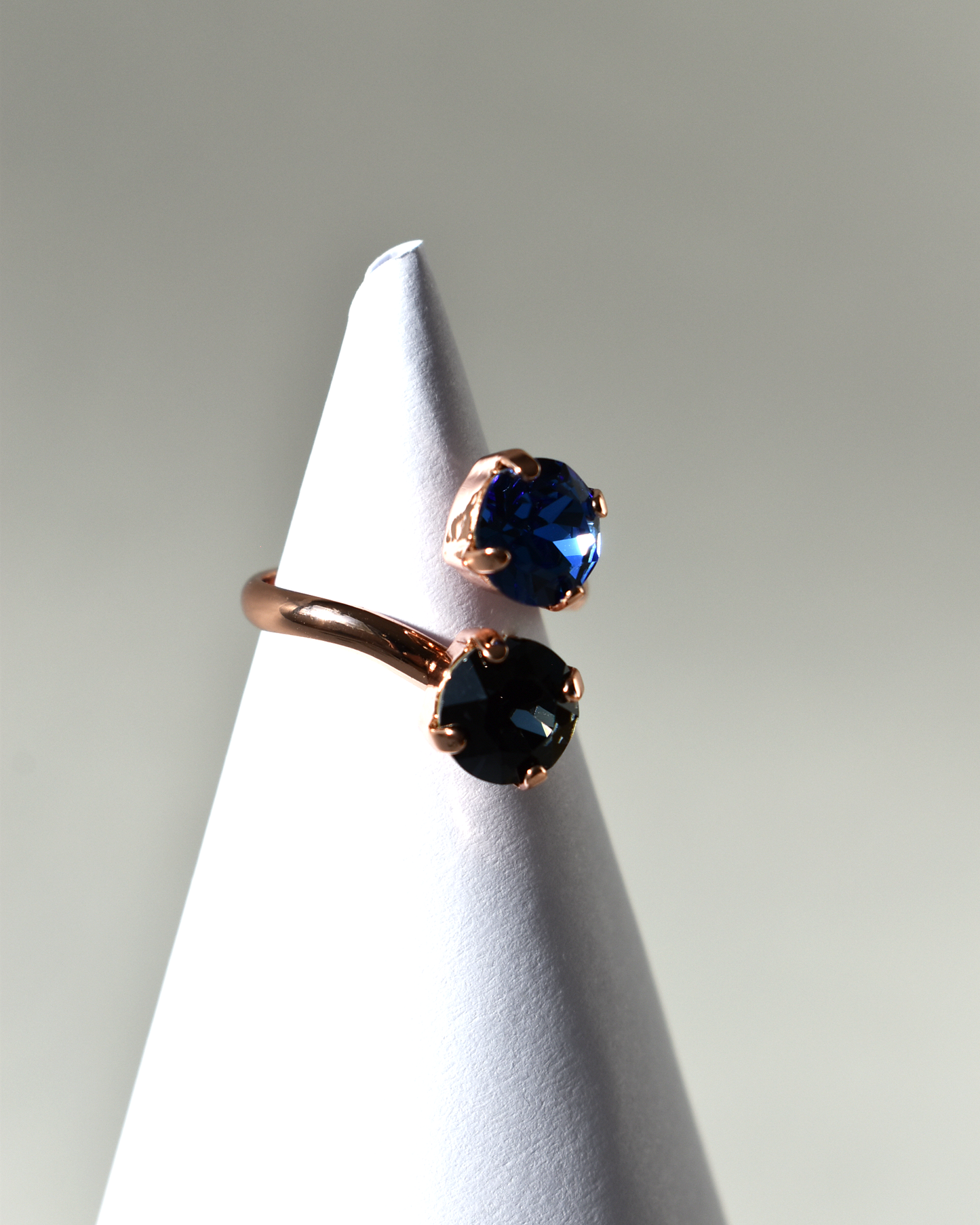 Blue & Black Crystal Cocktail Ring