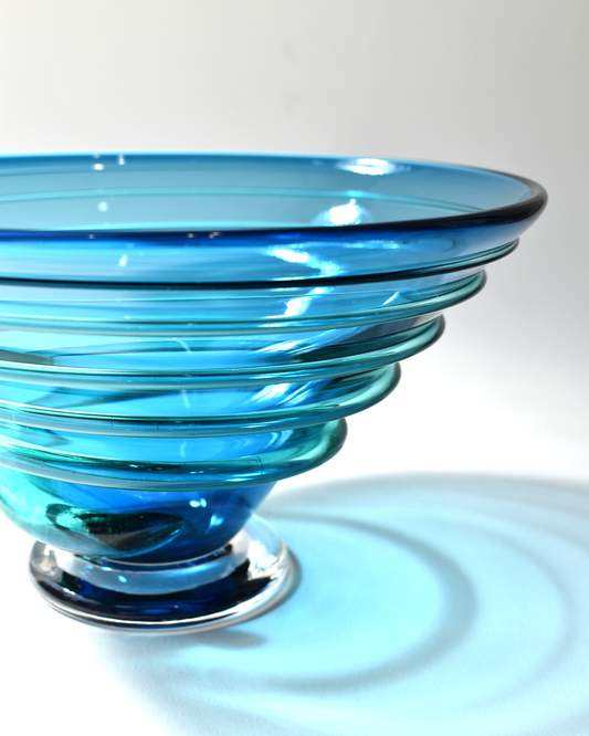 Blue & Aqua Spiral Blown Bowl (S)