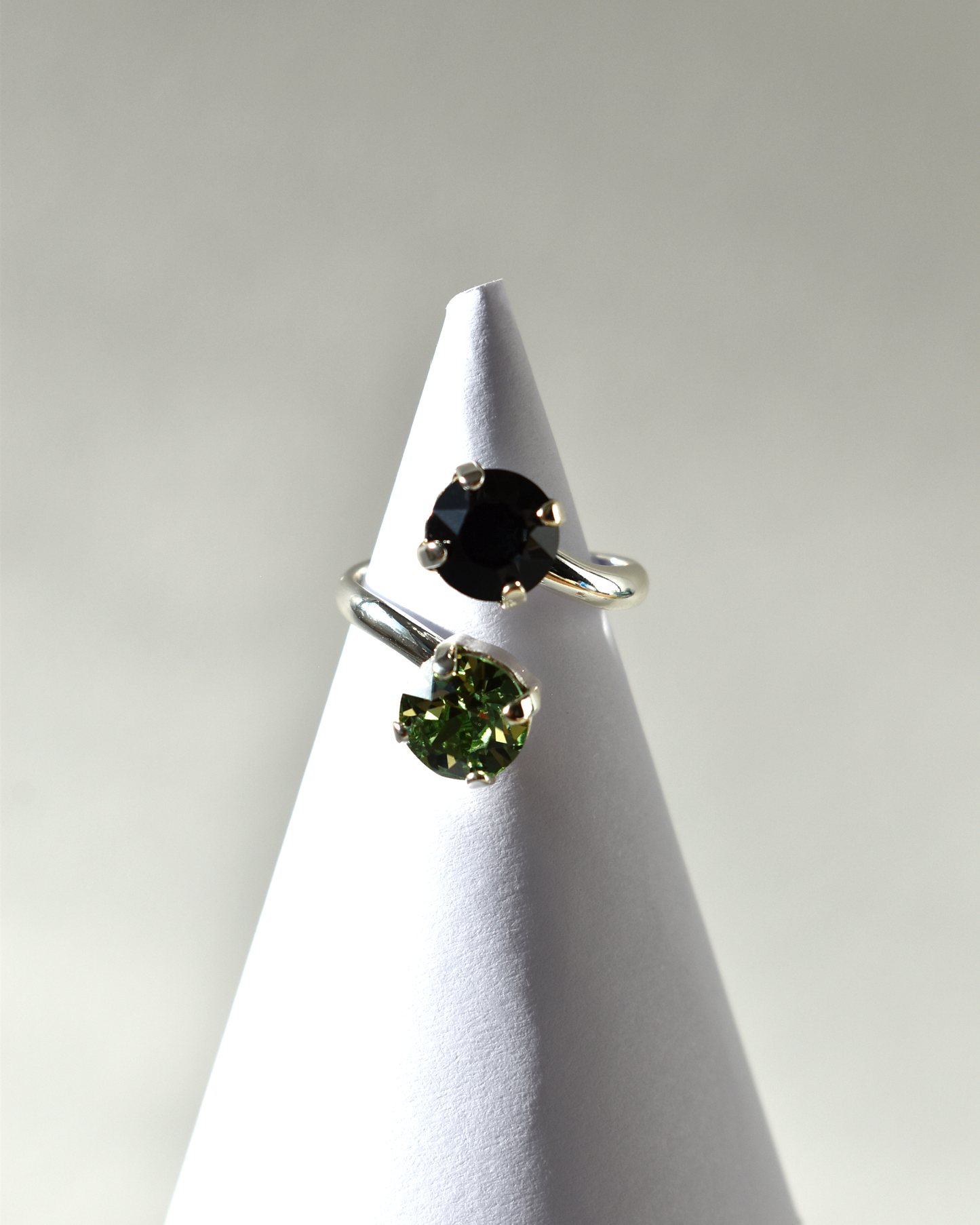 Green & Black Crystal Cocktail Ring