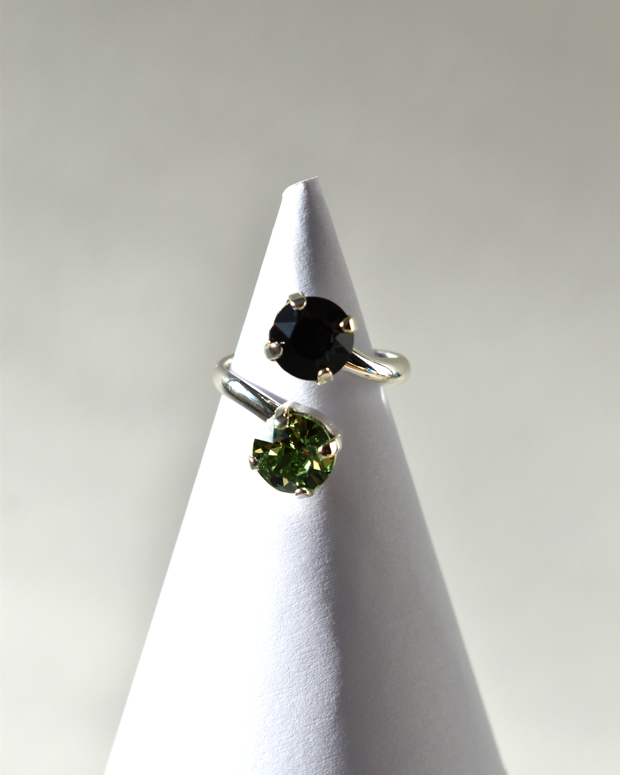 Green & Black Crystal Cocktail Ring