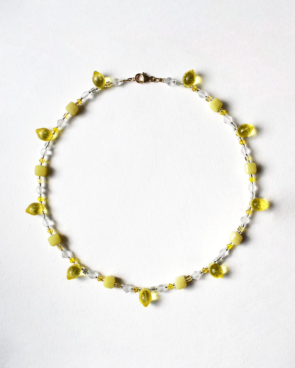 Soft Lemon Jade Beaded Necklace
