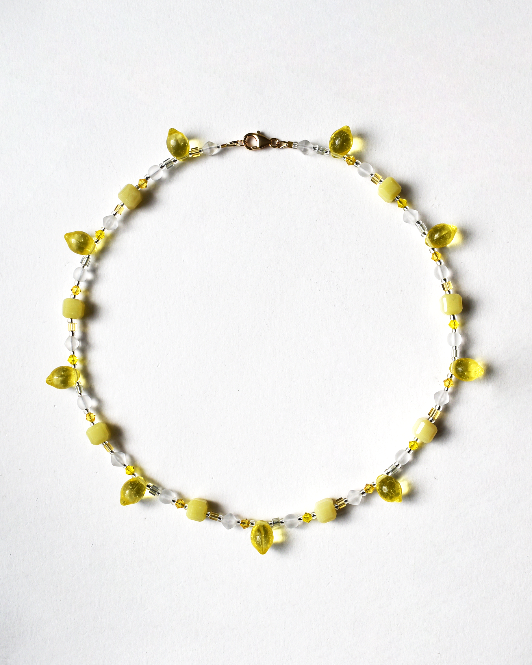 Soft Lemon Jade Beaded Necklace