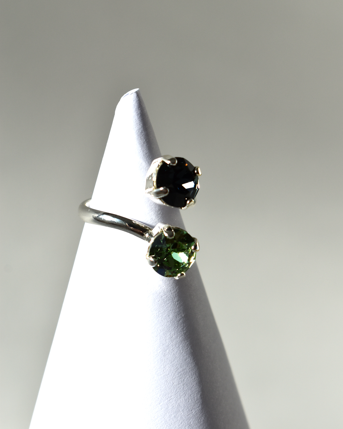 Green & Black Crystal Cocktail Ring