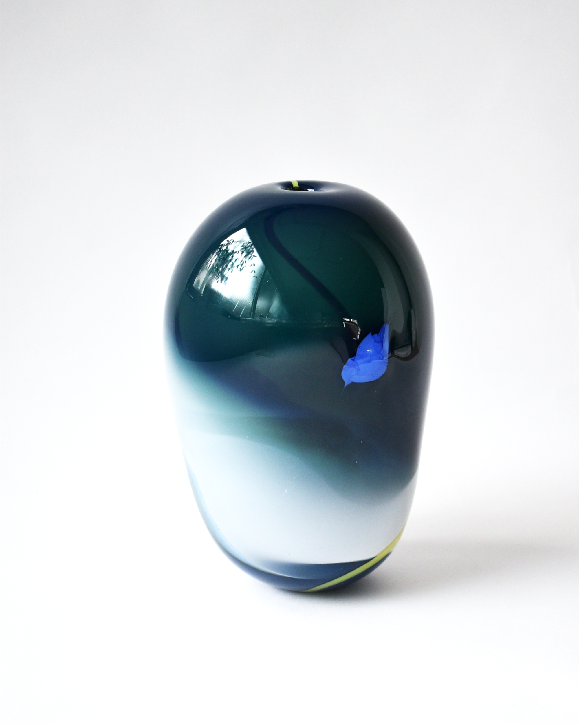 Green, White & Blue 'Half Pint' Blown Glass Vase