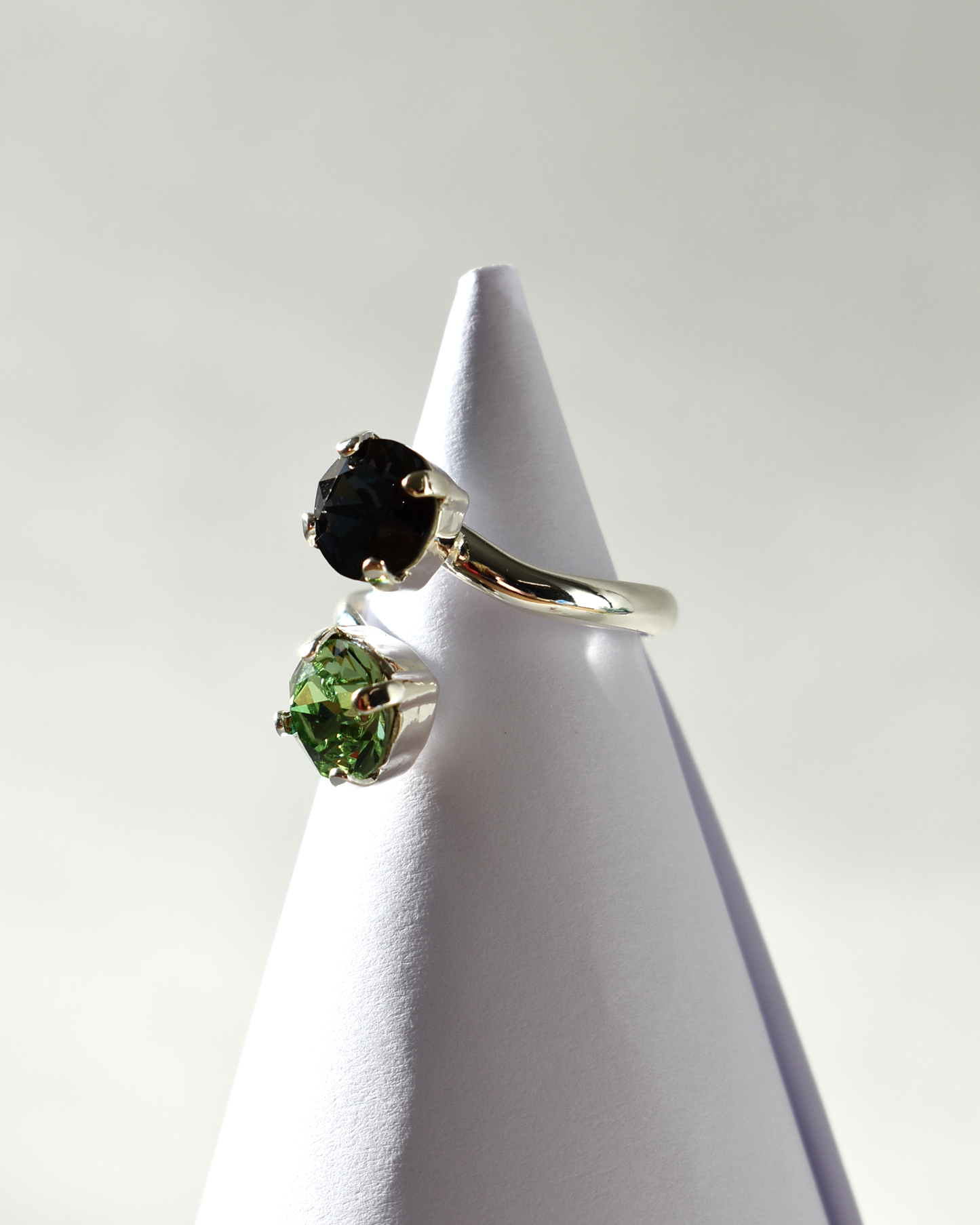 Green & Black Crystal Cocktail Ring