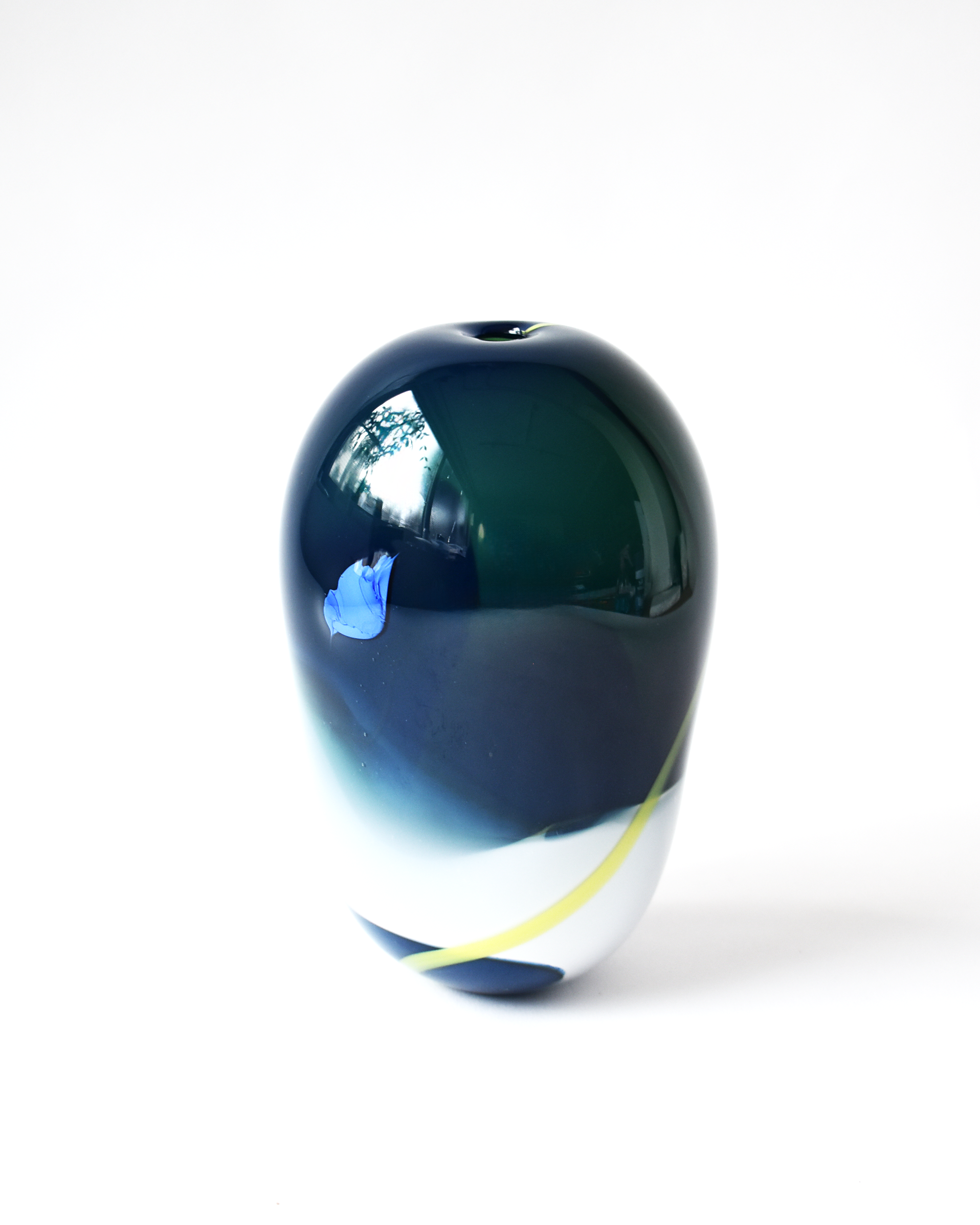 Green, White & Blue 'Half Pint' Blown Glass Vase