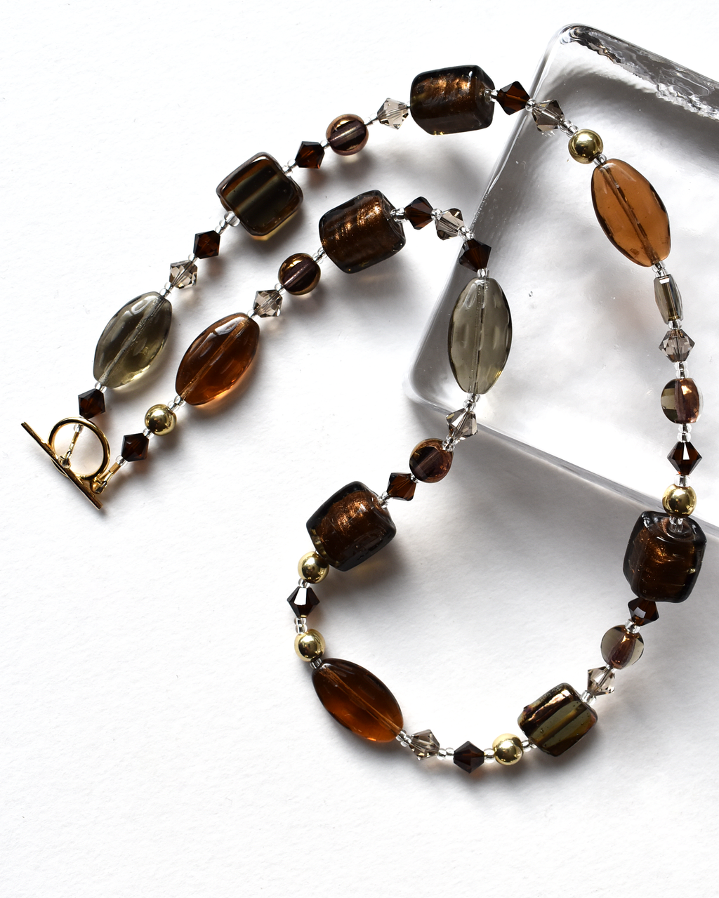 Golden Brown Luxury Beaded Necklace