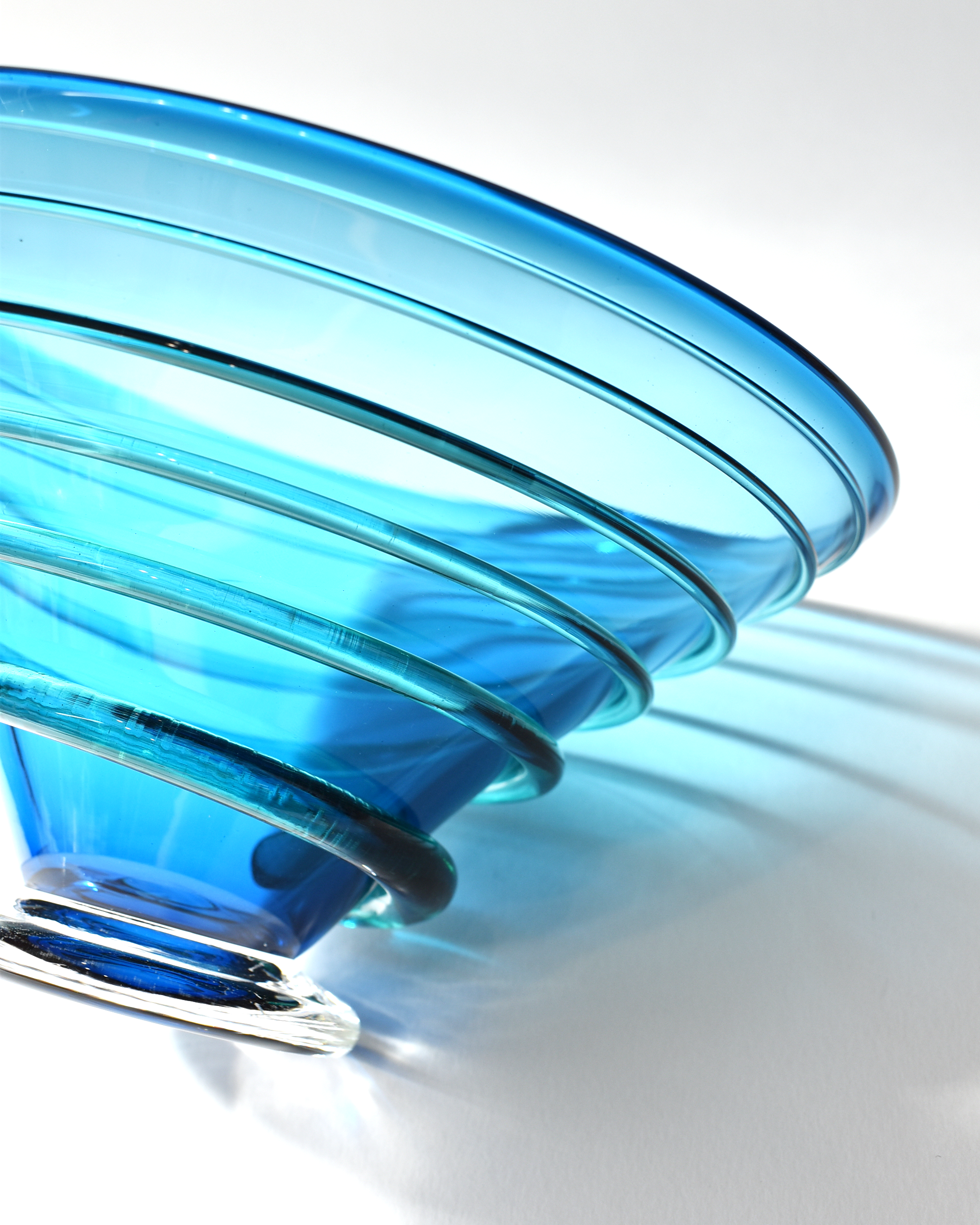 Handblown Blue & Aqua Spiral Glass Bowl (S)