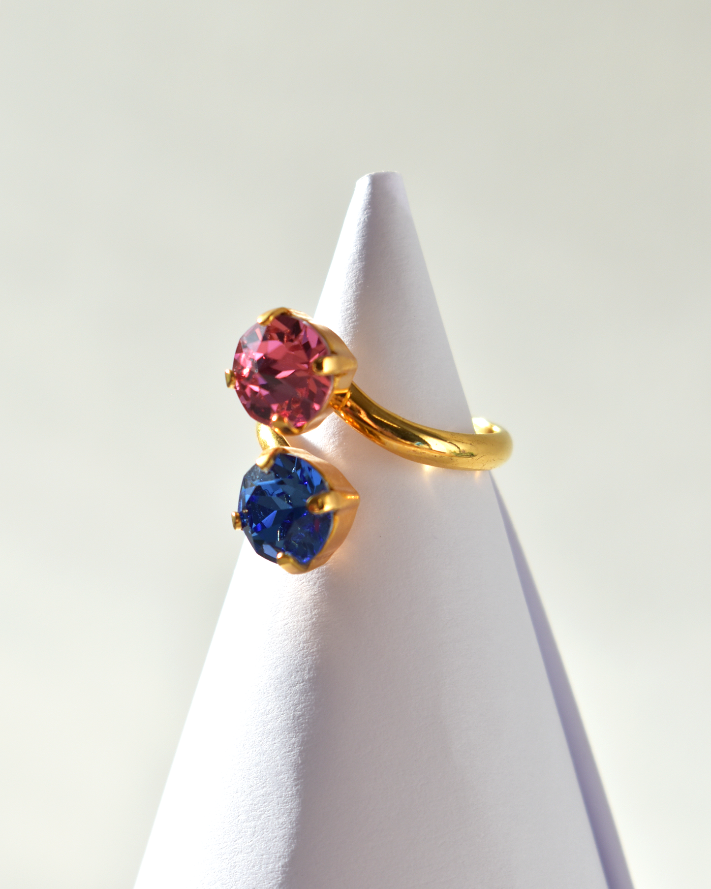 Pink & Blue Crystal Cocktail Ring